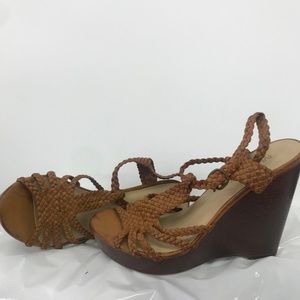 Tan size 6 wedge sandals